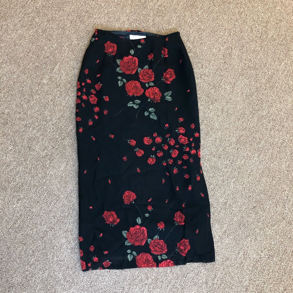 Floral Midi Skirt with Slit